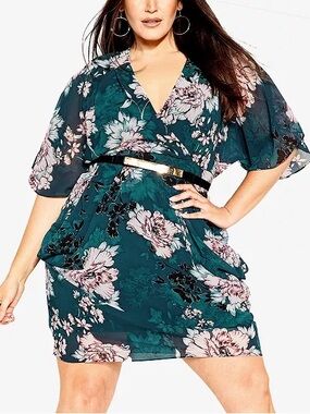 NWT CITY CHIC Plus Size Jade Blossom Mini Dress 16